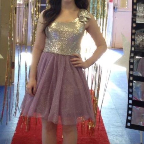 Silver & Purple Sequin / Tulle Formal Dress - Picture 1 of 9